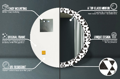 Miroir rond cadre avec impression Géométrie des triangles