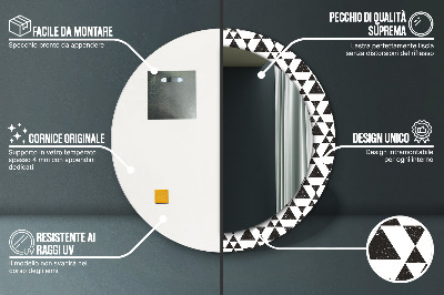 Miroir rond cadre avec impression Géométrie des triangles