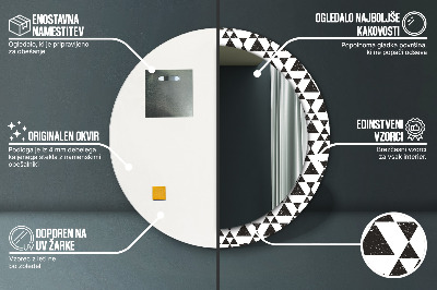 Miroir rond cadre avec impression Géométrie des triangles