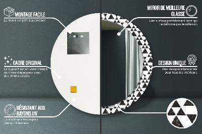 Miroir rond cadre avec impression Géométrie des triangles