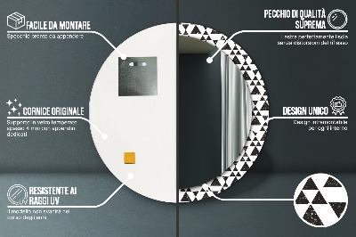 Miroir rond cadre avec impression Géométrie des triangles