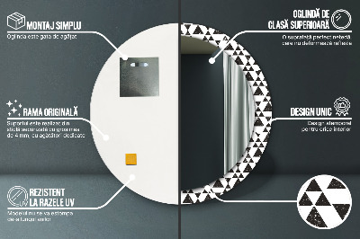 Miroir rond cadre avec impression Géométrie des triangles