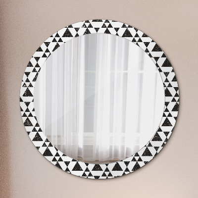 Miroir rond cadre avec impression Géométrie des triangles