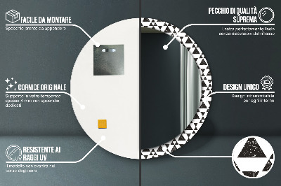 Miroir rond cadre avec impression Géométrie des triangles