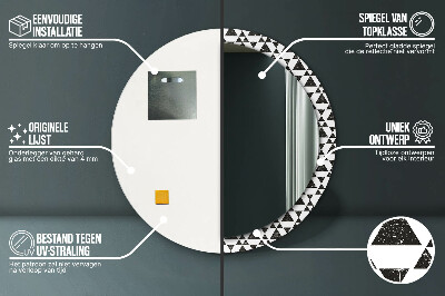 Miroir rond cadre avec impression Géométrie des triangles