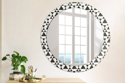 Miroir rond cadre avec impression Géométrie des triangles