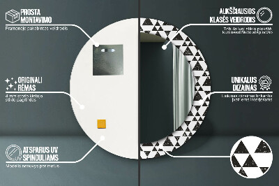 Miroir rond cadre avec impression Géométrie des triangles