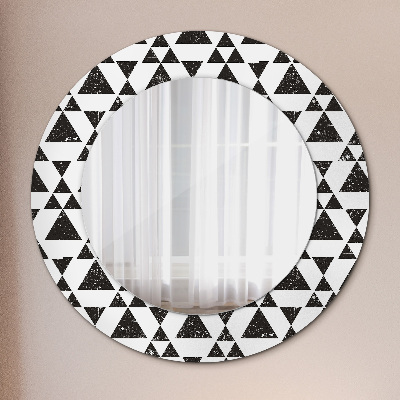 Miroir rond cadre avec impression Géométrie des triangles