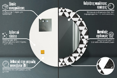 Miroir rond cadre avec impression Géométrie des triangles