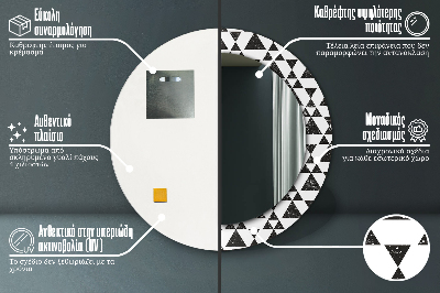 Miroir rond cadre avec impression Géométrie des triangles