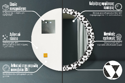 Miroir rond cadre avec impression Géométrie des triangles