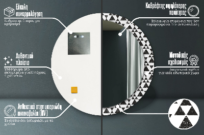 Miroir rond cadre avec impression Géométrie des triangles