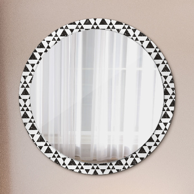 Miroir rond cadre avec impression Géométrie des triangles