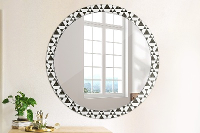 Miroir rond cadre avec impression Géométrie des triangles