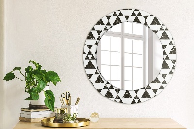 Miroir rond cadre avec impression Géométrie des triangles