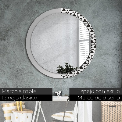 Miroir rond cadre avec impression Géométrie des triangles