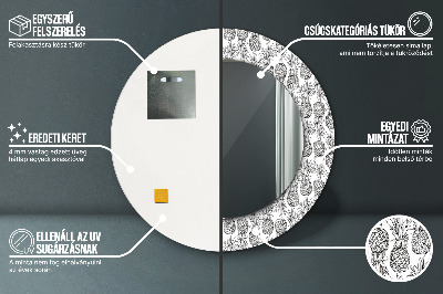 Miroir rond cadre avec impression Ananas