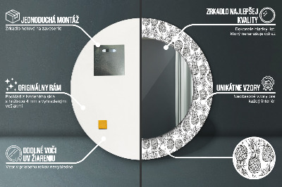 Miroir rond cadre avec impression Ananas