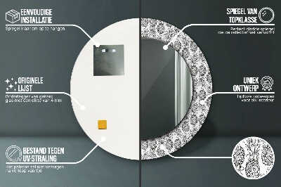 Miroir rond cadre avec impression Ananas