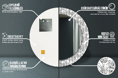 Miroir rond cadre avec impression Ananas