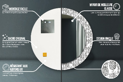 Miroir rond cadre avec impression Ananas