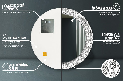 Miroir rond cadre avec impression Ananas