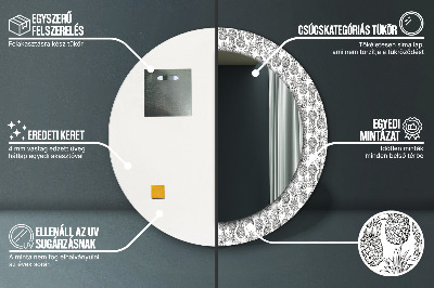 Miroir rond cadre avec impression Ananas