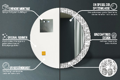 Miroir rond cadre avec impression Ananas