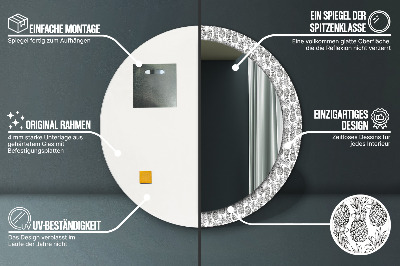 Miroir rond cadre avec impression Ananas