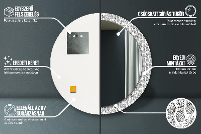 Miroir rond cadre avec impression Ananas