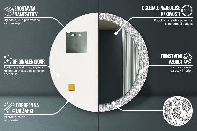 Miroir rond cadre avec impression Ananas