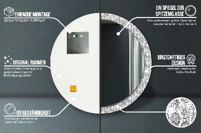 Miroir rond cadre avec impression Ananas