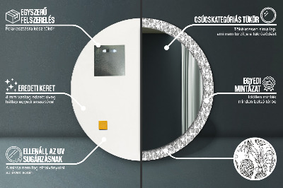 Miroir rond cadre avec impression Ananas