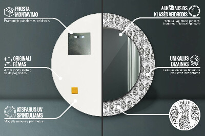 Miroir rond cadre avec impression Ananas