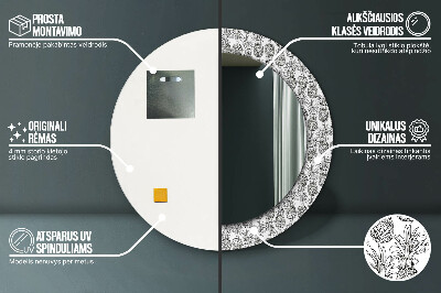 Miroir rond cadre avec impression Ananas