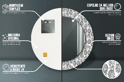 Miroir rond cadre avec impression Ananas