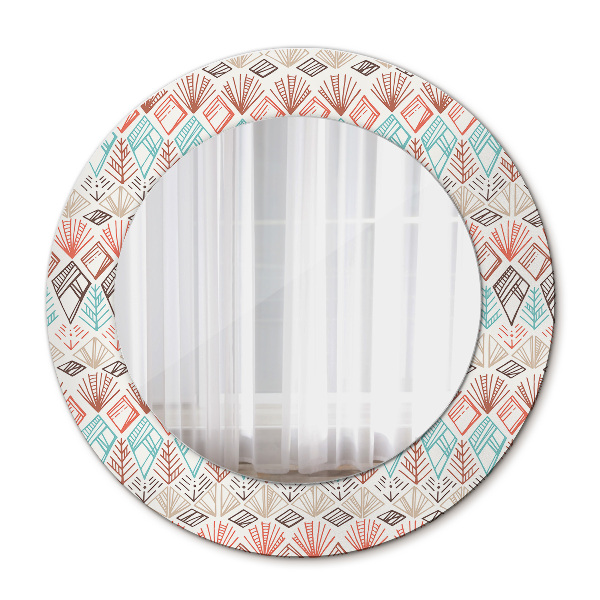 Miroir rond avec décoration Motif ethnique