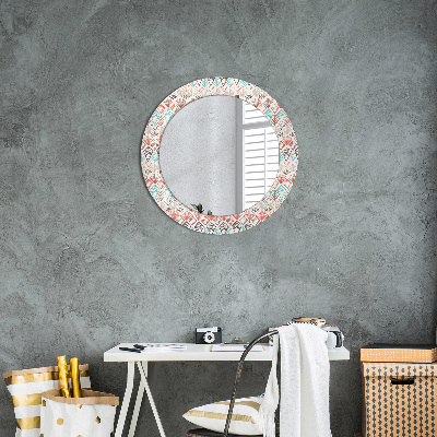 Miroir rond avec décoration Motif ethnique