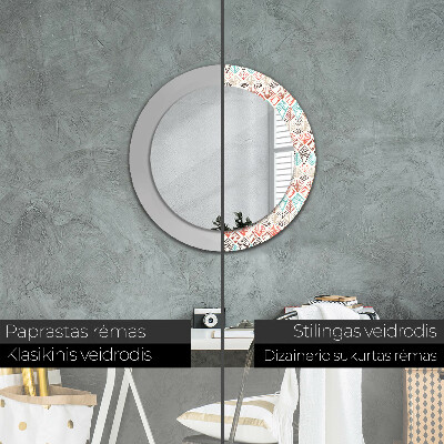 Miroir rond avec décoration Motif ethnique