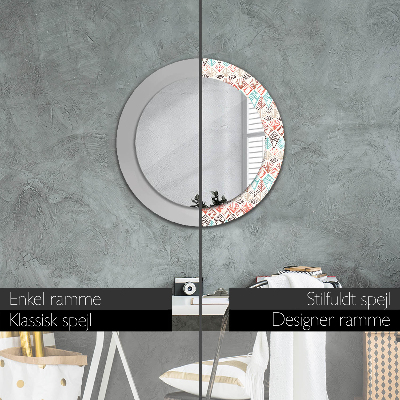 Miroir rond avec décoration Motif ethnique