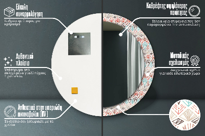 Miroir rond avec décoration Motif ethnique