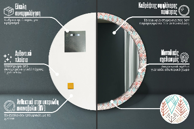 Miroir rond avec décoration Motif ethnique