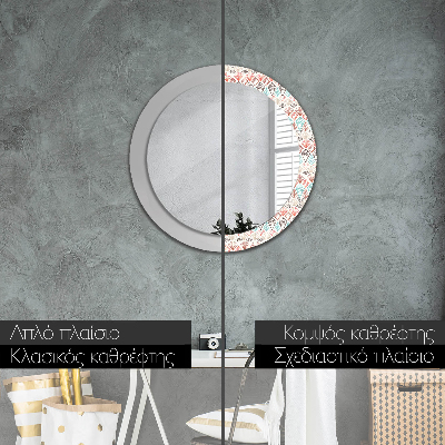 Miroir rond avec décoration Motif ethnique