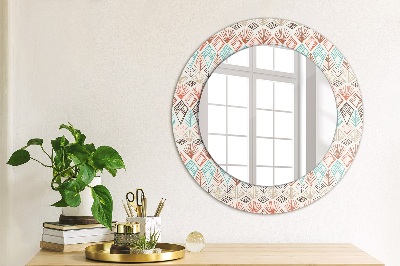 Miroir rond avec décoration Motif ethnique