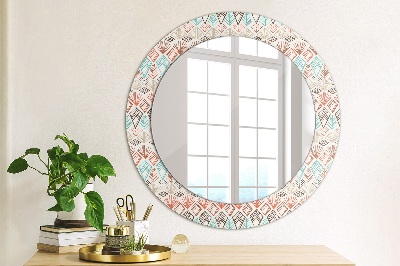 Miroir rond avec décoration Motif ethnique