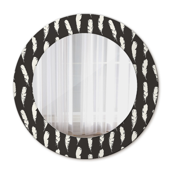 Miroir rond avec décoration Plumes