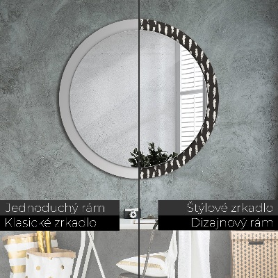Miroir rond avec décoration Plumes
