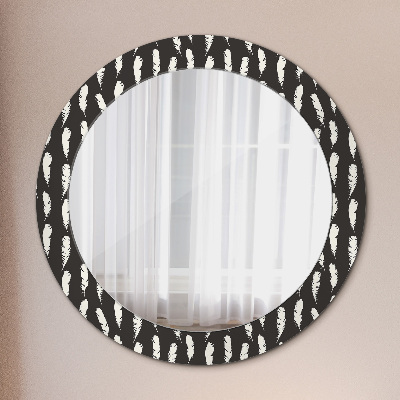 Miroir rond avec décoration Plumes