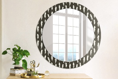 Miroir rond avec décoration Plumes