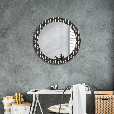 Miroir rond avec décoration Plumes